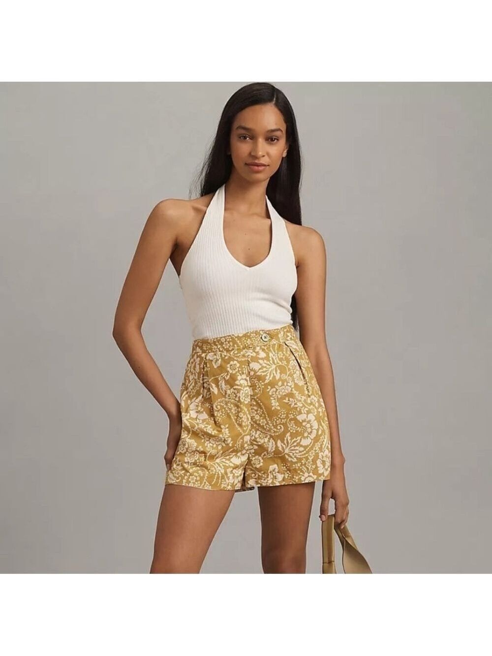 Anthropologie Maeve Pleated Poplin Shorts